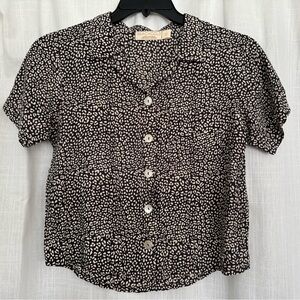 Beachgold XS Black & White Patterned Top Button Down